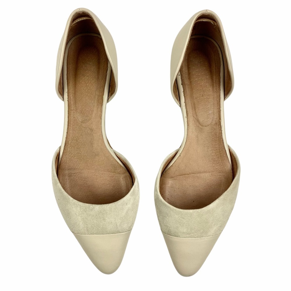 J Jill Ivory Leather Suede Pointed Toe Flats 11M